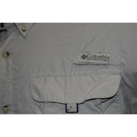 Columbia PFG Performance Fishing Gear Shirt Mens Size Large Tan Nylon Vented - Picture 4 of 9